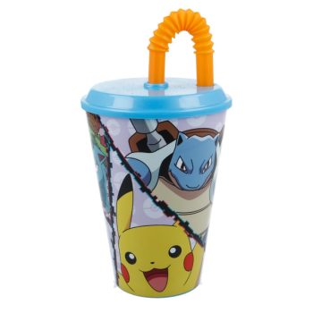 Pokémon szívószálas pohár, műanyag 430 ml