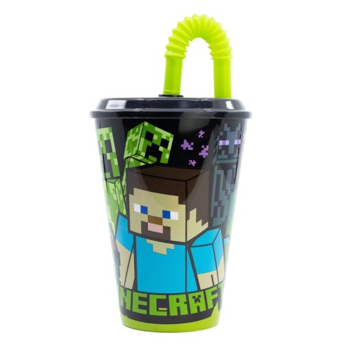 Minecraft műanyag szívószálas pohár 430ml