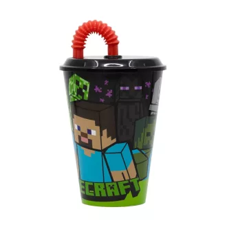 Minecraft Szívószálas pohár, műanyag