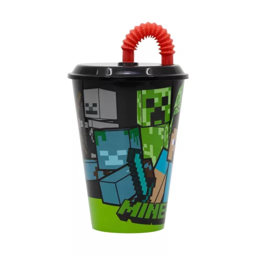 Minecraft Szívószálas pohár, műanyag