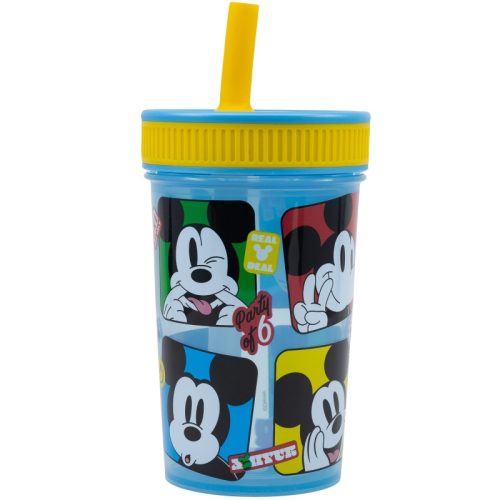 Disney Mickey műanyag, szivárgásmentes szilikon szívószálas pohár 420ml