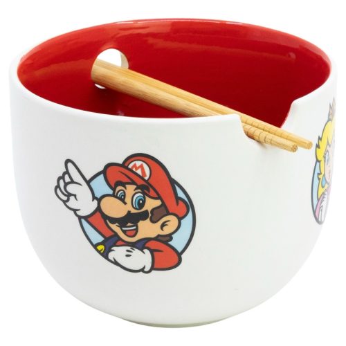 Super Mario Ramen tál evőpálcikákkal