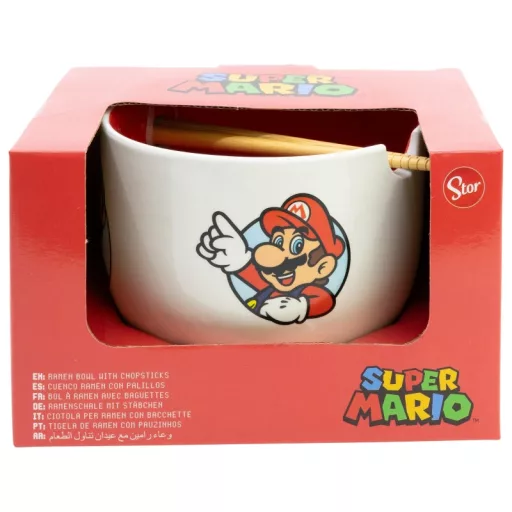 Super Mario Ramen tál evőpálcikákkal