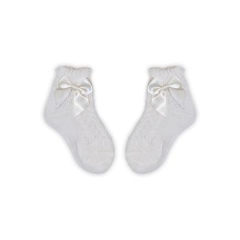 Baba zokni kislányoknak horgolt felsőrésszel - masni díszítéssel (14/15)