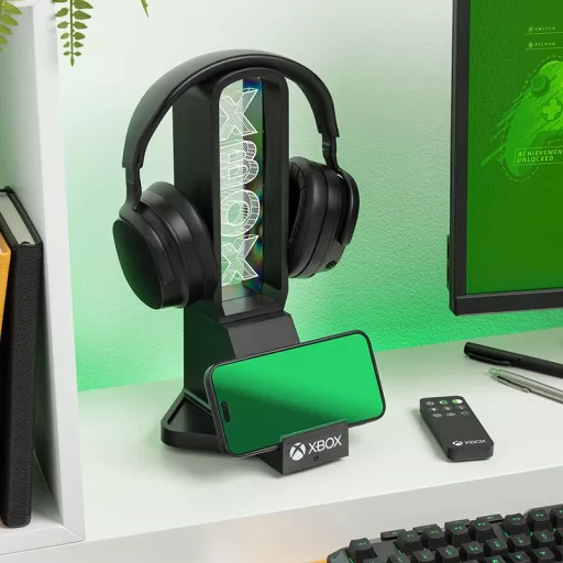 Xbox LED NEON gamer fejhallgató + telefontartó állvány