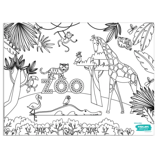 Állatkert Padlopi letörölhető óriás színező 120x84cm