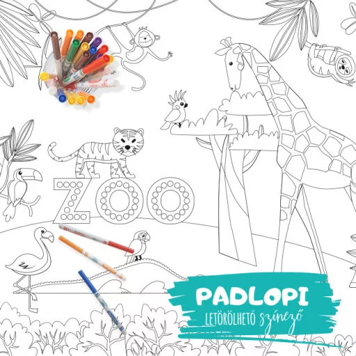 Állatkert Padlopi letörölhető óriás színező 100x70cm