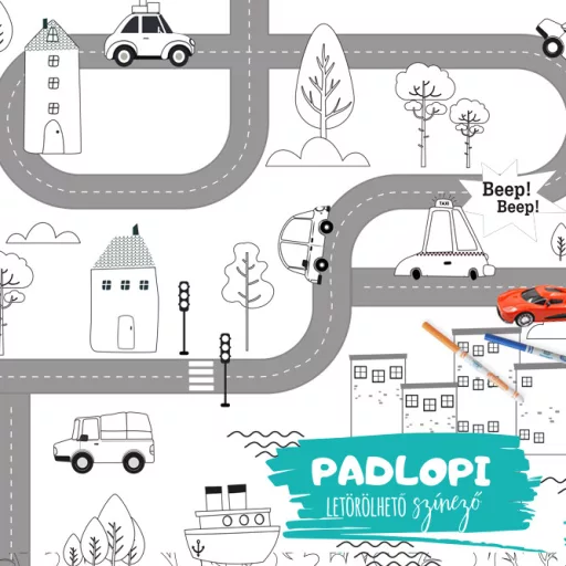 Autópálya Padlopi letörölhető óriás színező 70x50cm