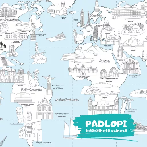 Földünk nevezetességei Padlopi letörölhető színező