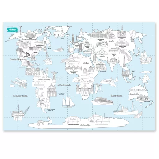 Földünk nevezetességei Padlopi letörölhető színező