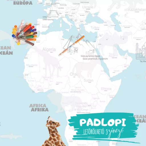 Világtérkép Padlopi letörölhető színező