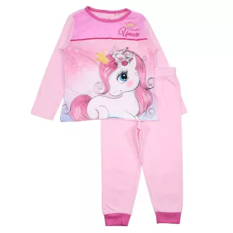 Unikornis Princess Light Pink gyerek hosszú pizsama 98
