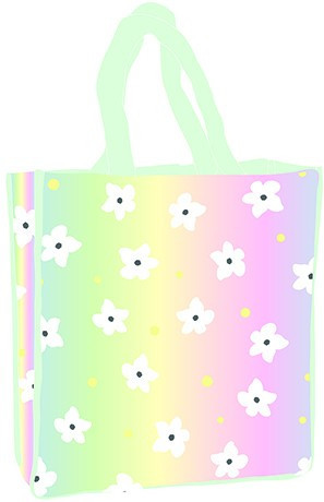 Virág hologrammos bevásárló táska, shopping bag 34cm
