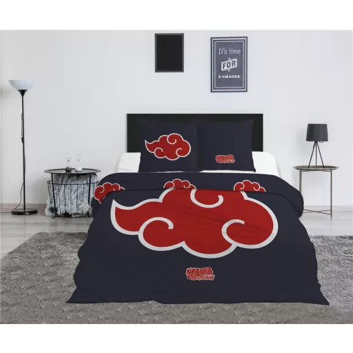 Naruto Akatsuki dupla, kétszemélyes ágyneműhuzat 240×220cm, 65x65cm