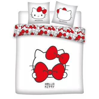 Hello Kitty Red Bow dupla, kétszemélyes ágyneműhuzat 240×220cm, 65x65cm