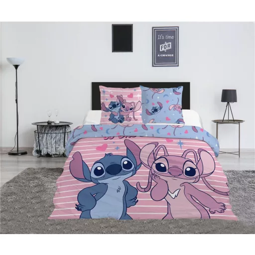 Disney Lilo és Stitch, A csillagkutya Love You dupla, kétszemélyes ágyneműhuzat 240×220cm, 65x65cm