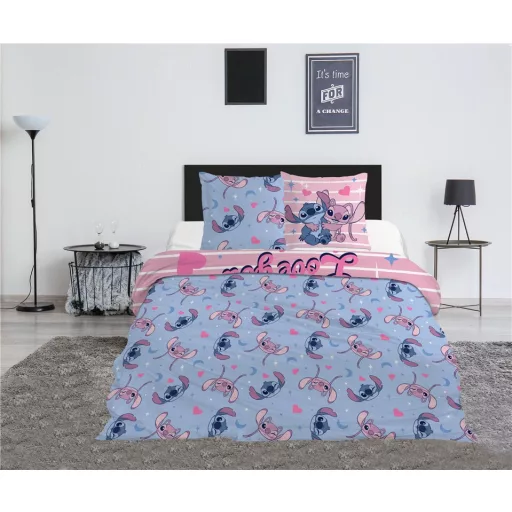 Disney Lilo és Stitch, A csillagkutya Love You dupla, kétszemélyes ágyneműhuzat 240×220cm, 65x65cm