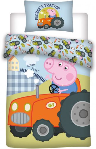 Peppa malac George's Tractor gyerek ágyneműhuzat 100×140cm, 40×45cm