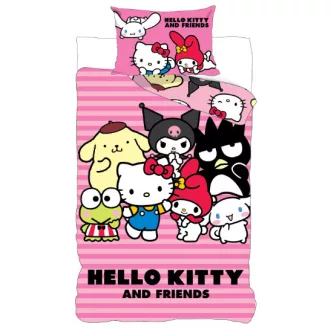 Hello Kitty Friends gyerek, ovis ágyneműhuzat 100×135cm, 40×60cm
