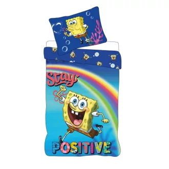   SpongyaBob Stay Positive gyerek, ovis ágyneműhuzat 100×135cm, 40×60 cm