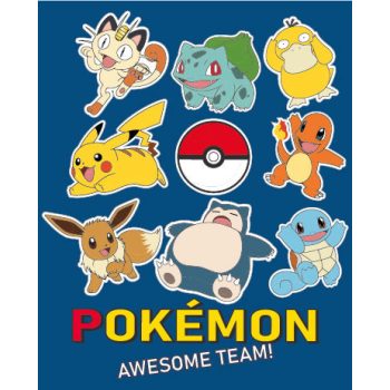 Pokémon Awesome Team coral fleece polár takaró 130x160 cm