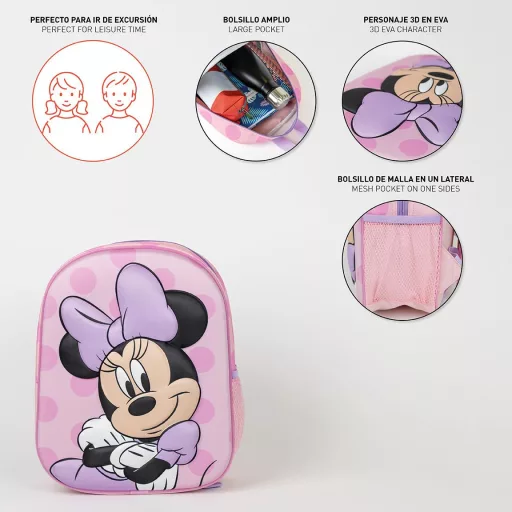 Disney Minnie Purple 3D hátizsák, táska 31cm