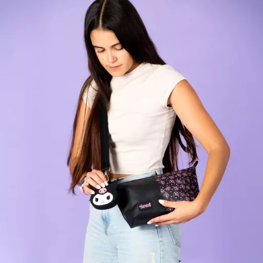 Hello Kitty Black Kuromi táska, oldaltáska pénztárcával 27cm