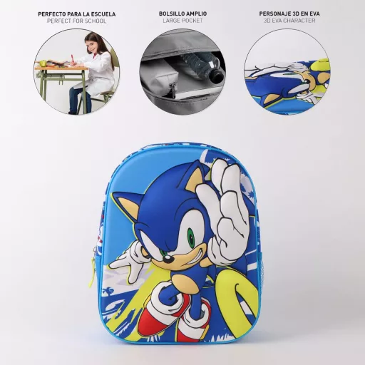 Sonic, a sündisznó Power Run 3D hátizsák, táska 30 cm