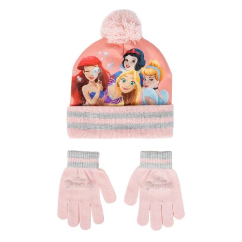 Disney Hercegnők Pink gyerek sapka + kesztyű szett