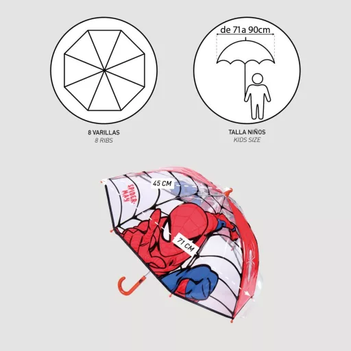 Pókember Web-Slinger gyerek átlátszó esernyő 71cm