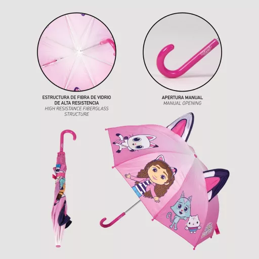 Gabi babaháza Pink gyerek esernyő füllel 71 cm