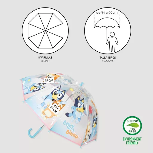 Bluey Bingo gyerek átlátszó esernyő 71 cm