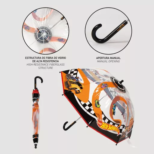 Hot Wheels Race gyerek átlátszó esernyő 71 cm