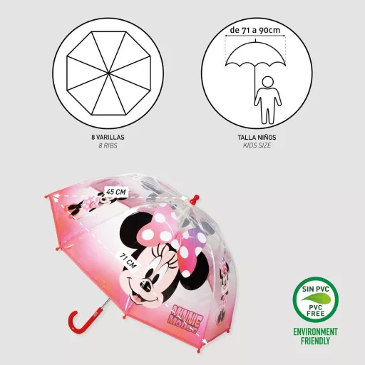 Disney Minnie Cheerful gyerek átlátszó esernyő 71 cm