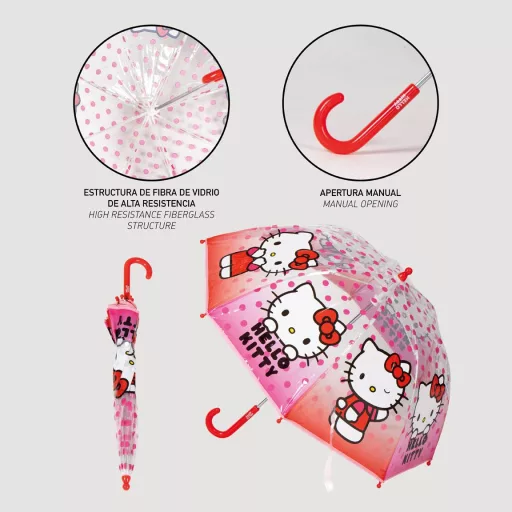 Hello Kitty Dots gyerek átlátszó esernyő 71 cm