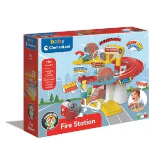   Tűzoltó állomás Fun készségfejlesztő szett bukfencező kisautóval Clementoni