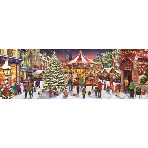 Karácsonyi falu Village 1000 db-os panorama puzzle Clementoni