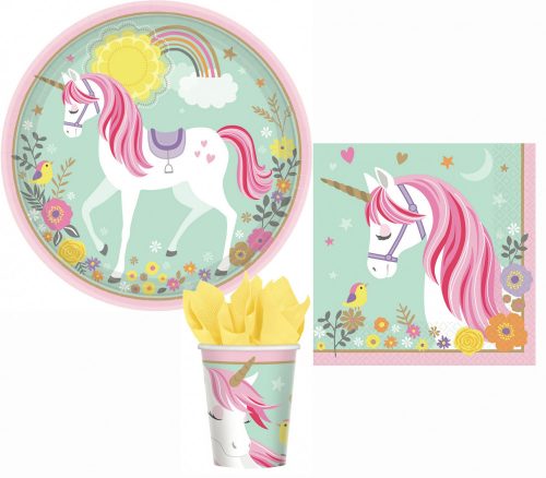 Magical Unicorn, Unikornis party szett 32 db-os 23 cm-es tányérral