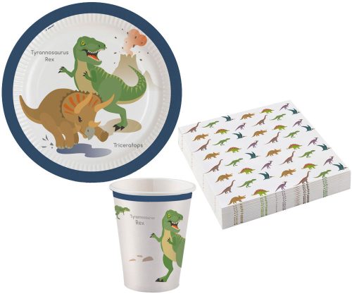 Happy Dinosaur, Dinoszaurusz party szett 36 db-os 23 cm-es tányérral