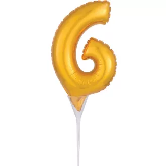 Gold, Arany 6-os szám fólia lufi tortára 15 cm