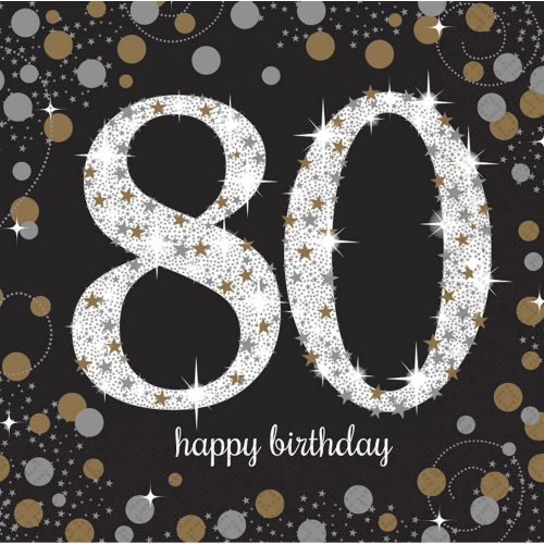 Happy Birthday Gold 80 szalvéta 16 db-os 33*33 cm