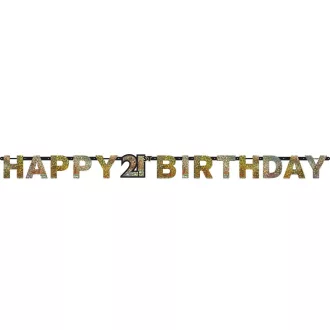 Happy Birthday Gold 21 hologrammos felirat 213 cm