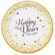 Golden Wishes Happy New Year papírtányér 8 db-os 23 cm