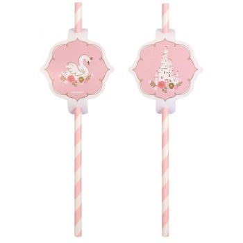 Hercegnők papír szívószál, 8 db-os szett