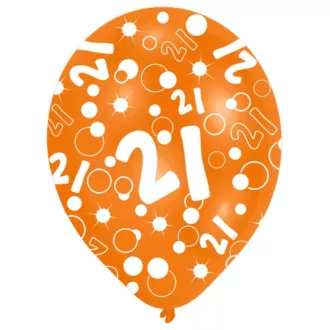 Happy Birthday 21 léggömb, lufi 6 db-os 11 inch (27,5cm)
