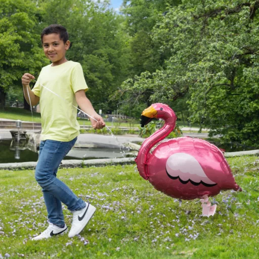 Flamingó sétáló fólia lufi 83 cm