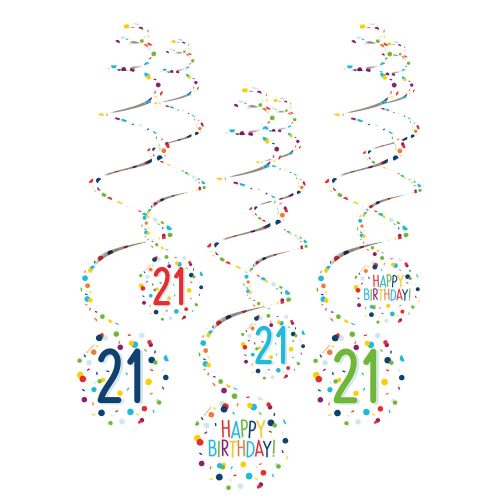 Konfettis Happy Birthday 21 szalag dekorációs szett 6 db-os