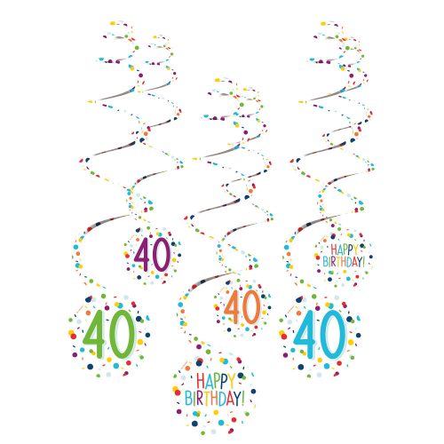 Konfettis Happy Birthday 40 szalag dekorációs szett 6 db-os