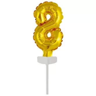 Gold, Arany 8-as szám fólia lufi tortára 13 cm
