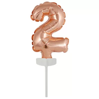 Rose Gold 2-es szám fólia lufi tortára 13 cm